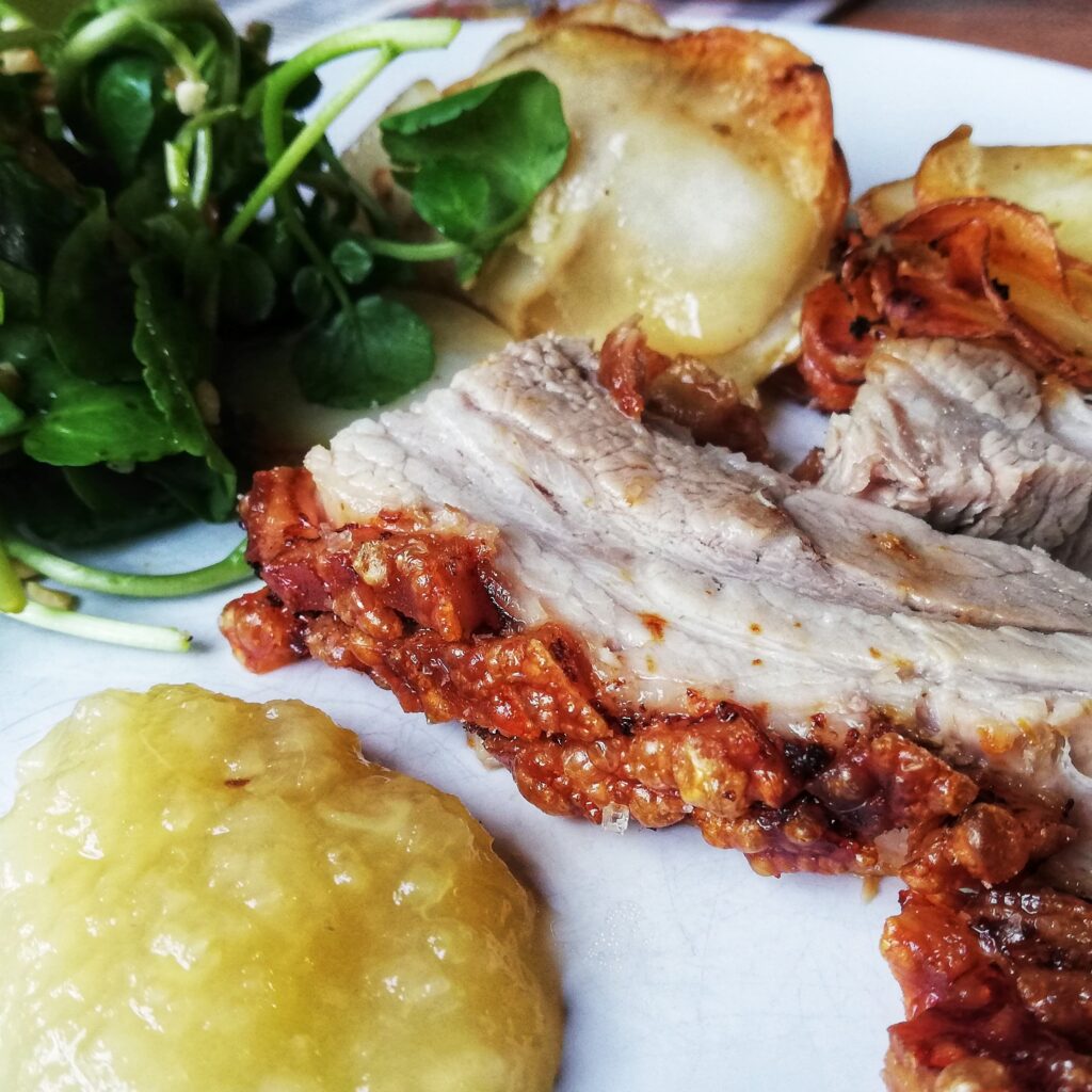 Pannage pork, crispy potatoes + quince sauce | Susie's Kitchen